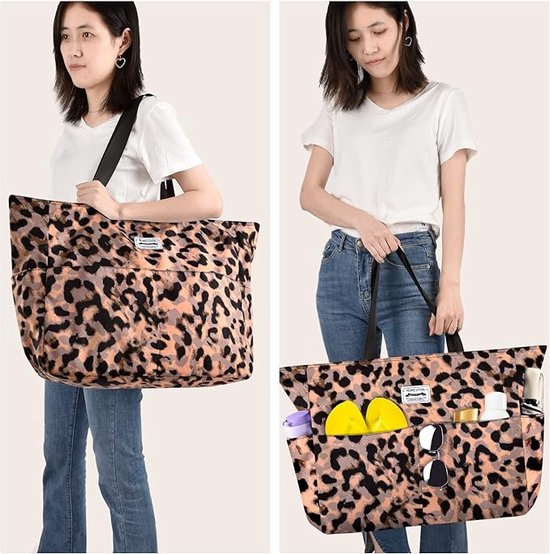 Grand sac fourre-tout de plage imperméable pour femme avec fermeture éclair et poches, sac à main pliable pour voyage, piscine, shopping, vacances, salle de sport