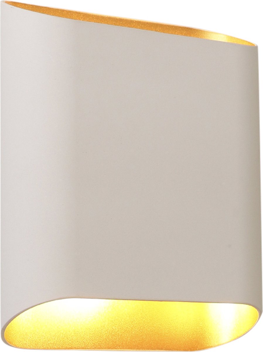 Olucia - BOUKE - Wandlamp - Wit / Goud - Vorm: Rechthoek