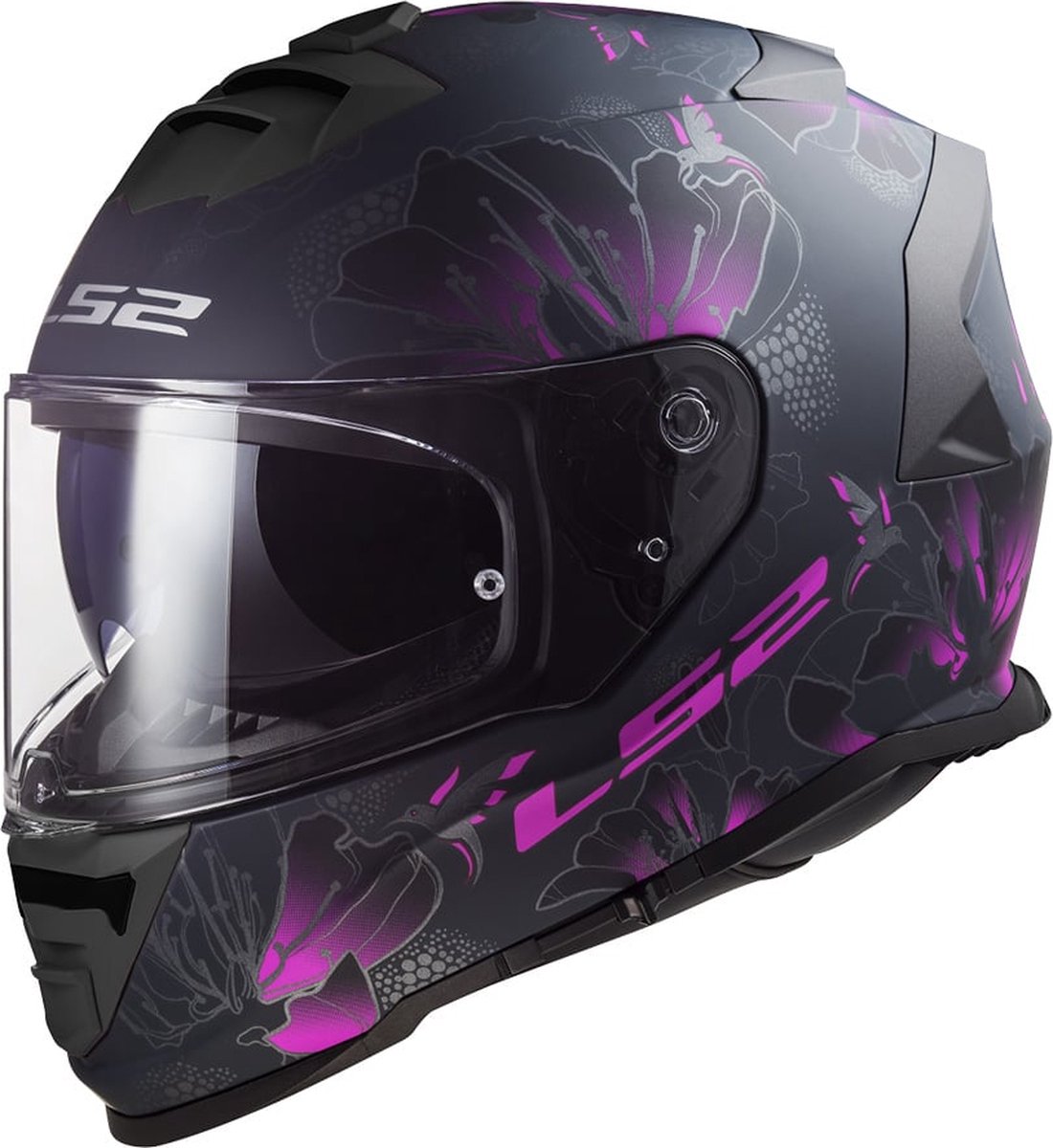 LS2 Helm Storm II Burst FF800 mat zwart / roze maat M