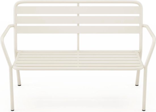 MYLIA Banc de jardin en métal - Beige - MIRMANDE de MYLIA L 123 cm x H 82 cm x P 58 cm
