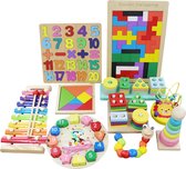EverGoods Set de Jouets Montessori 10 en 1 - Houten Speelgoed - Montessori - Jouets Éducatif - Blocs en bois - Jouets sensoriels - Jouets pour enfants - Puzzle en bois - Apprentissage ludique