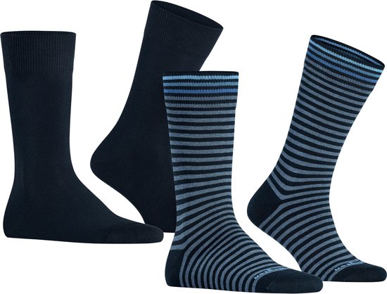 Burlington Everyday Stripe SO - Mixed 2-Pack one size, cadeau geschenkset Katoen sokken heren blauw - Maat 40-46