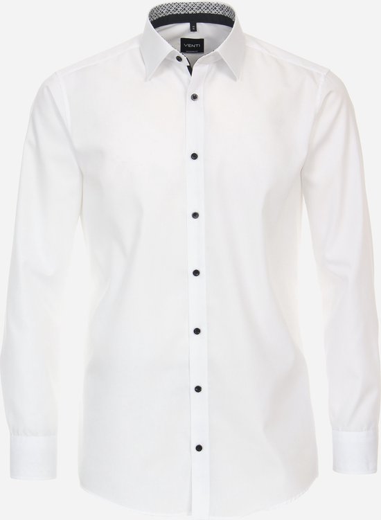 VENTI modern fit overhemd - popeline - wit - Strijkvriendelijk - Boordmaat: 40