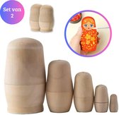 Janse® Houten Matroesjka poppen set van 2 - Pop van hout 5 in 1 - Nesting dolls 2 x 5 in 1 - Houten poppetjes - Peg dolls - Russische nesting dolls - Babushka poppen - Moederdag cadeau
