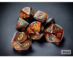 Chessex Scarab Mini-Polyhedral Blue Blood/gold Dobbelsteen Set (7 stuks)