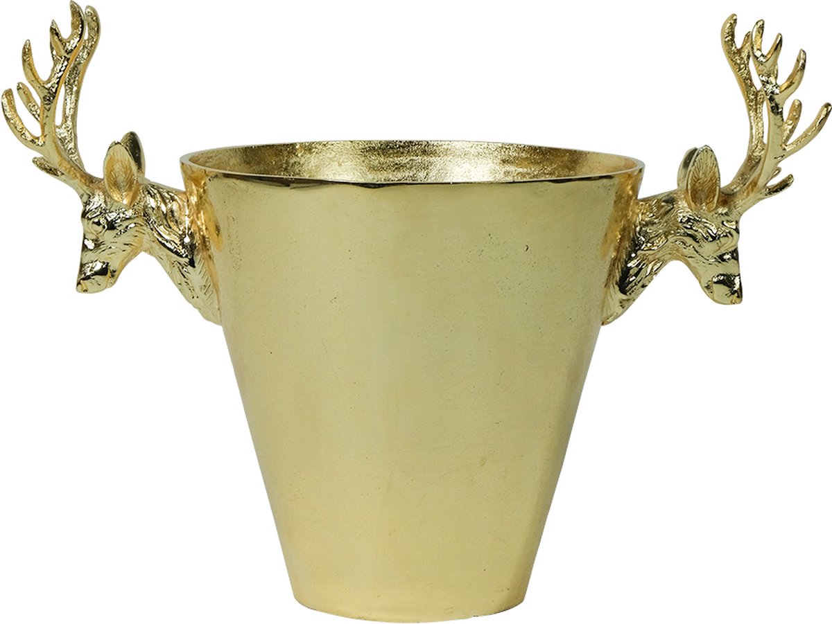 wijnkoeler hert champagne goud medium 23X24X17cm