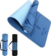 Bastix - Professionele milieuvriendelijke TPE-yogamat antislip dik met uitlijning Gym Fitness Pilates Yogamat Yogamat met schouderband en tas 183 x 61 x 0,8 cm