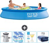 Intex Rond Opblaasbaar Easy Set Zwembad - 305 x 61 cm - Blauw - Inclusief Pomp Filters - Testrips - Solarzeil