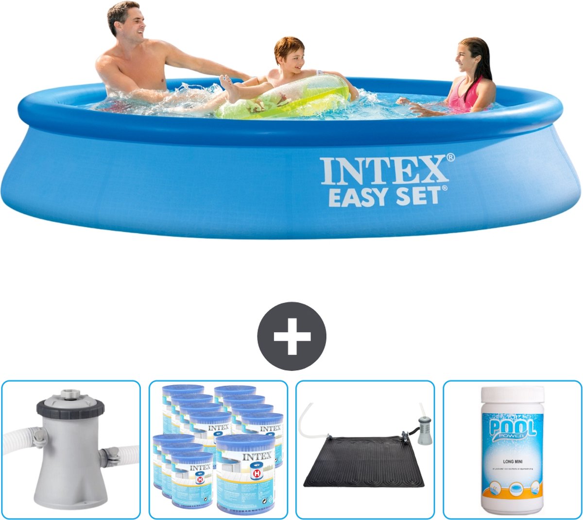 Intex Rond Opblaasbaar Easy Set Zwembad – 305 x 61 cm – Blauw – Inclusief Pomp Filters – Solar Mat – Chloor Intex Rond Opblaasbaar Easy Set Zwembad – 305 x 61 cm – Blauw – Inclusief Pomp Filters – Solar Mat – Chloor
