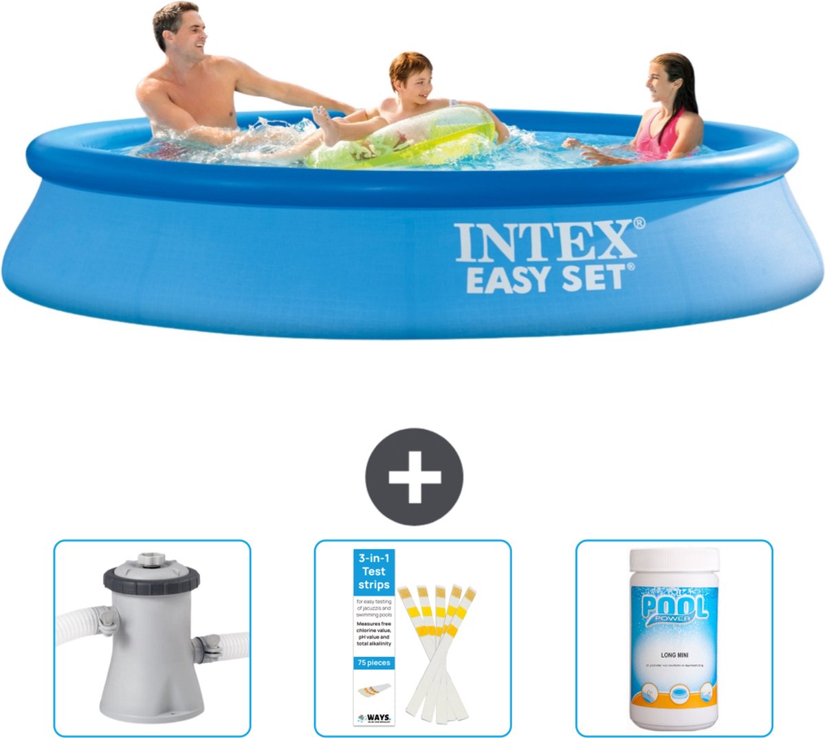 Intex Rond Opblaasbaar Easy Set Zwembad – 305 x 61 cm – Blauw – Inclusief Zwembadfilterpomp – Testrips – Chloor Intex Rond Opblaasbaar Easy Set Zwembad – 305 x 61 cm – Blauw – Inclusief Zwembadfilterpomp – Testrips – Chloor