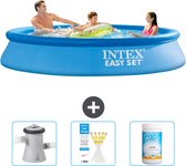 Intex Rond Opblaasbaar Easy Set Zwembad - 305 x 61 cm - Blauw - Inclusief Zwembadfilterpomp - Testrips - Chloor