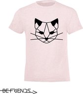 Be Friends T-Shirt - Cat - Kinderen - Roos - Maat 12 jaar