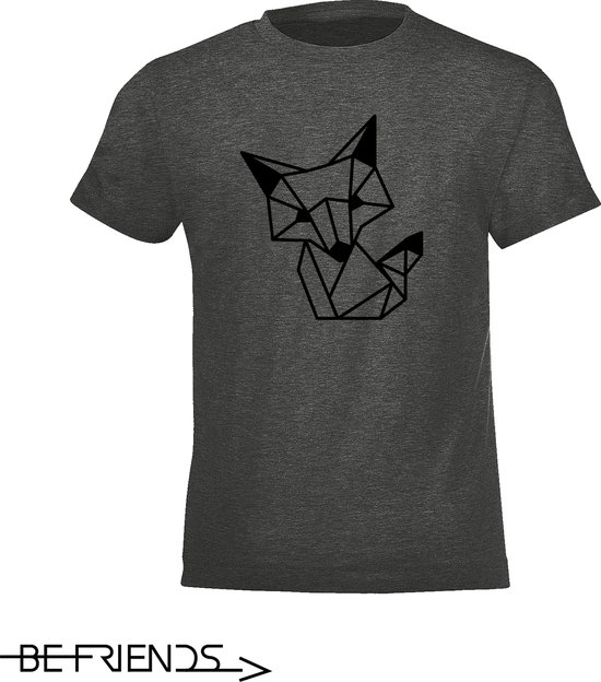 Be Friends T-Shirt - Fox - Kinderen - Grijs - Maat 8 jaar