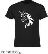Be Friends T-Shirt - Unicorn - Kinderen - Zwart - Maat 6 jaar