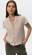Sissy-Boy - Beige linnen blouse met korte mouwen