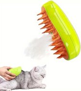 Deluxe Dieren 3-in-1 Ontharingsborstel / Steamy Brush / Stoomborstel | Kattenborstel | Haar & Vacht Verwijderaar | Dieren Ontharing | Voor Honden & Katten - Groen