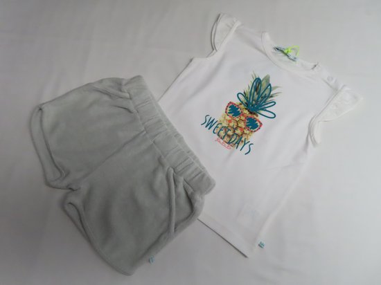 Ensemble - Meisjes - T shirt ecru met ananas en licht grijst broekje - 2 jaar 92
