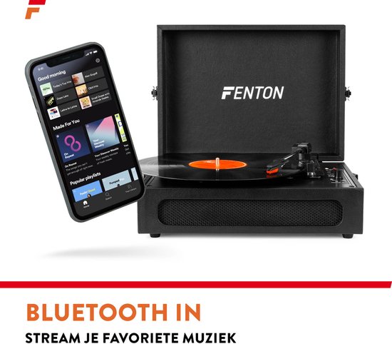 Platenspeler Bluetooth - Fenton RP161 - Retro platenspeler met speakers ingebouwd - Auto stop - 50W