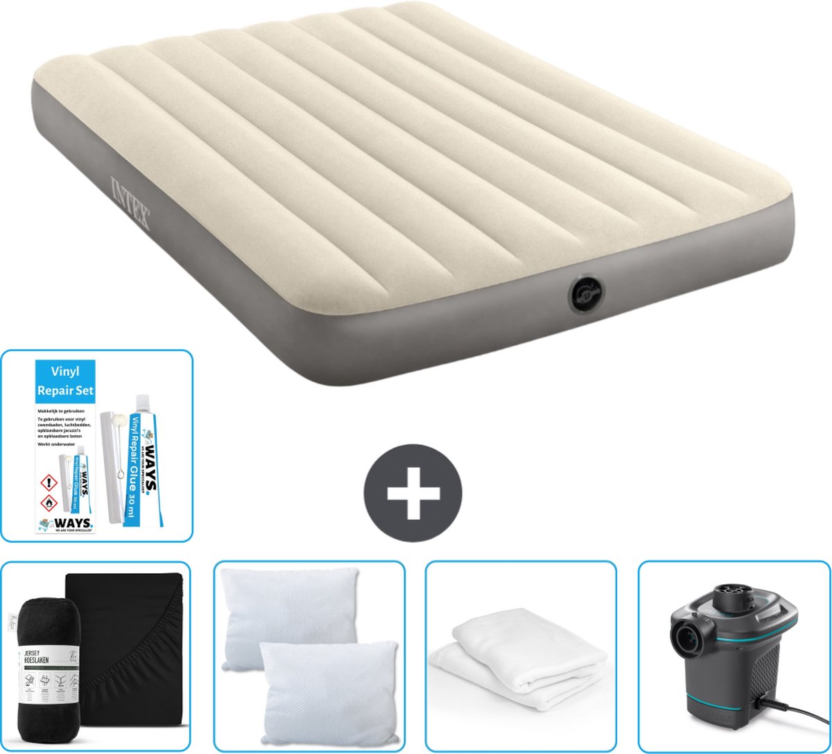 Intex Luchtbed - Twijfelaar - 137 x 191 x 25 cm - Beige - Inclusief Accessoires CB6