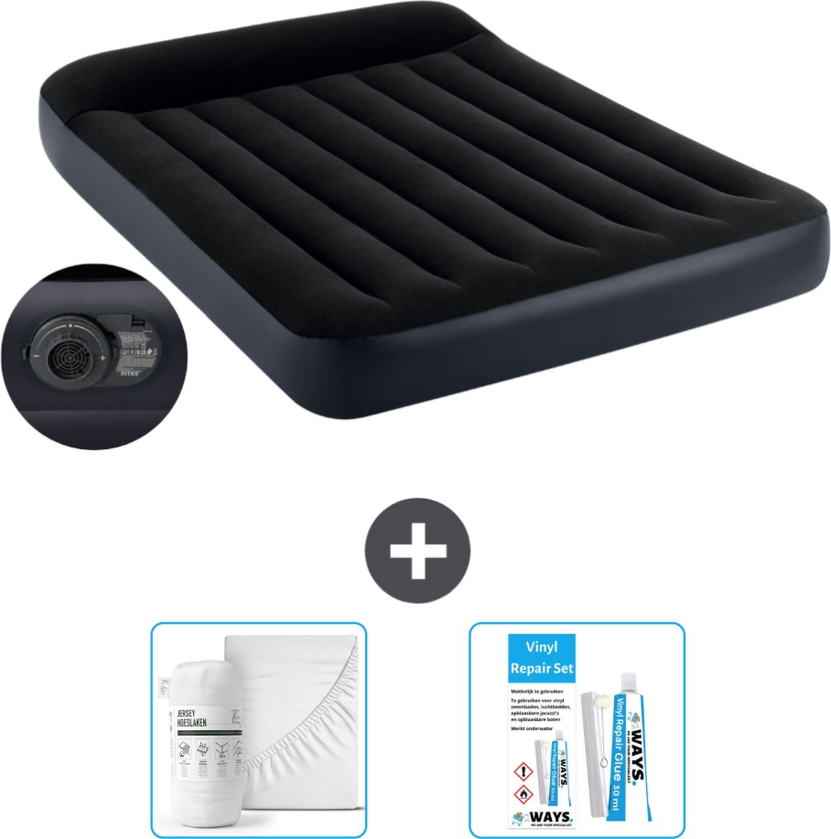 Intex Luchtbed - Twijfelaar - 137 x 191 x 25 cm - Blauw - Inclusief pomp - Accessoires CB16