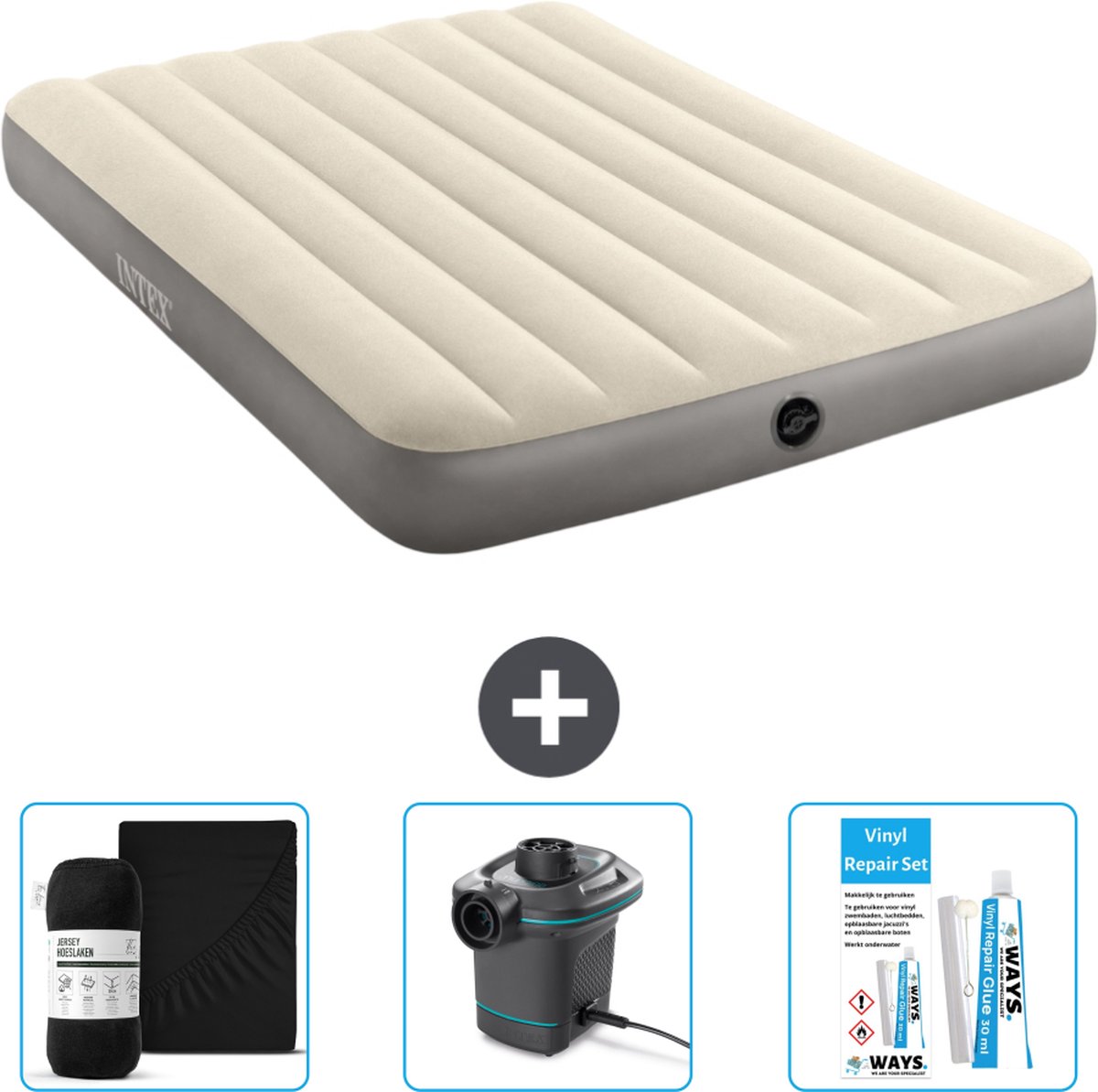 Intex Luchtbed - Twijfelaar - 137 x 191 x 25 cm - Beige - Inclusief Accessoires CB8