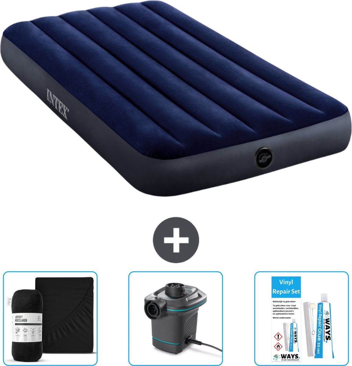 Intex Luchtbed - 1-Persoons - 99 x 191 x 25 cm - Blauw - Inclusief Accessoires CB8