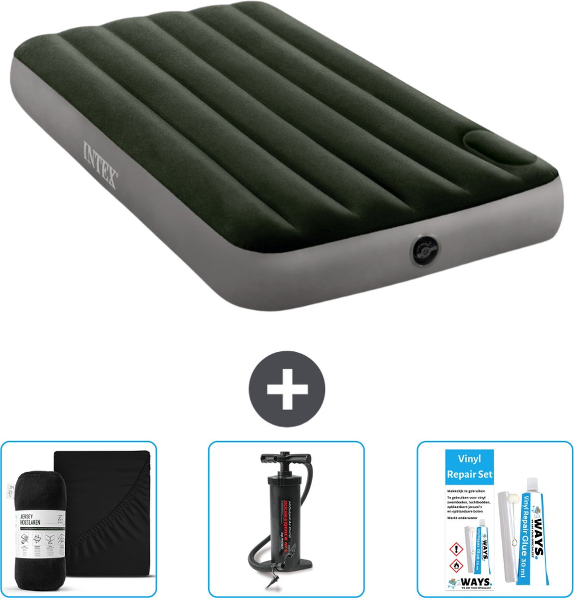 Intex Luchtbed - 1-Persoons - 99 x 191 x 25 cm - Groen - Accessoires CB7