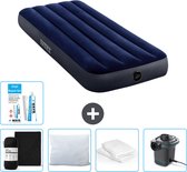 Bol.com Intex Luchtbed - 1-Persoons - 76 x 191 x 25 cm - Blauw - Inclusief Hoeslaken - Kussen - Pomp - Reparatieset en Kussenbes... aanbieding