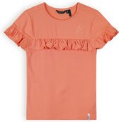 Meisjes t-shirt rib met ruffel - Kovan - Lobster rood