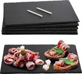 6 stuks leisteen kaasplank 12 x 8 inch zwarte worstschotel natuurlijke leisteen stenen plaat serveerschaal voor vlees fruit feesthapjes
