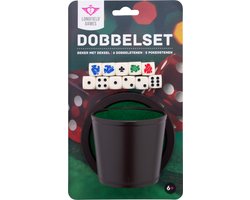 Pokerbeker met Deksel – Inclusief 2 Sets Dobbelstenen (16 mm) – Dobbelset – Klassiek Dobbelspel & Fa