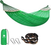 Hangmat net met spreidstangen, ademend koelnet, staafhangmat met boomriemen voor outdoor/binnen, tuin, balkon, patio, achtertuin, camping