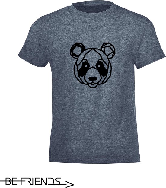 Be Friends T-Shirt - Panda - Heren - Denim - Maat XL
