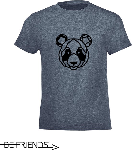 Be Friends T-Shirt - Panda - Kinderen - Denim - Maat 8 jaar