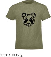 Be Friends T-Shirt - Panda - Kinderen - Kaki - Maat 10 jaar