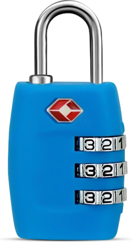 Kofferslot - Hangslot - Cijferslot - 3 Cijfers - TSA Gecertificeerd - Lichtblauw