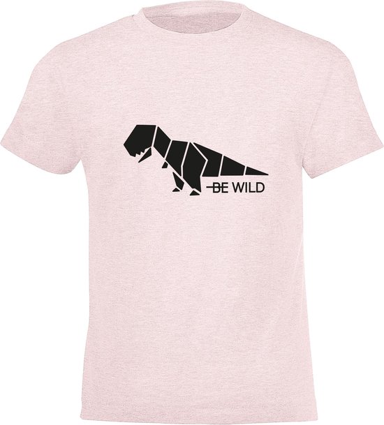 Be Friends T-Shirt - Be wild dino - Kinderen - Roos - Maat 8 jaar