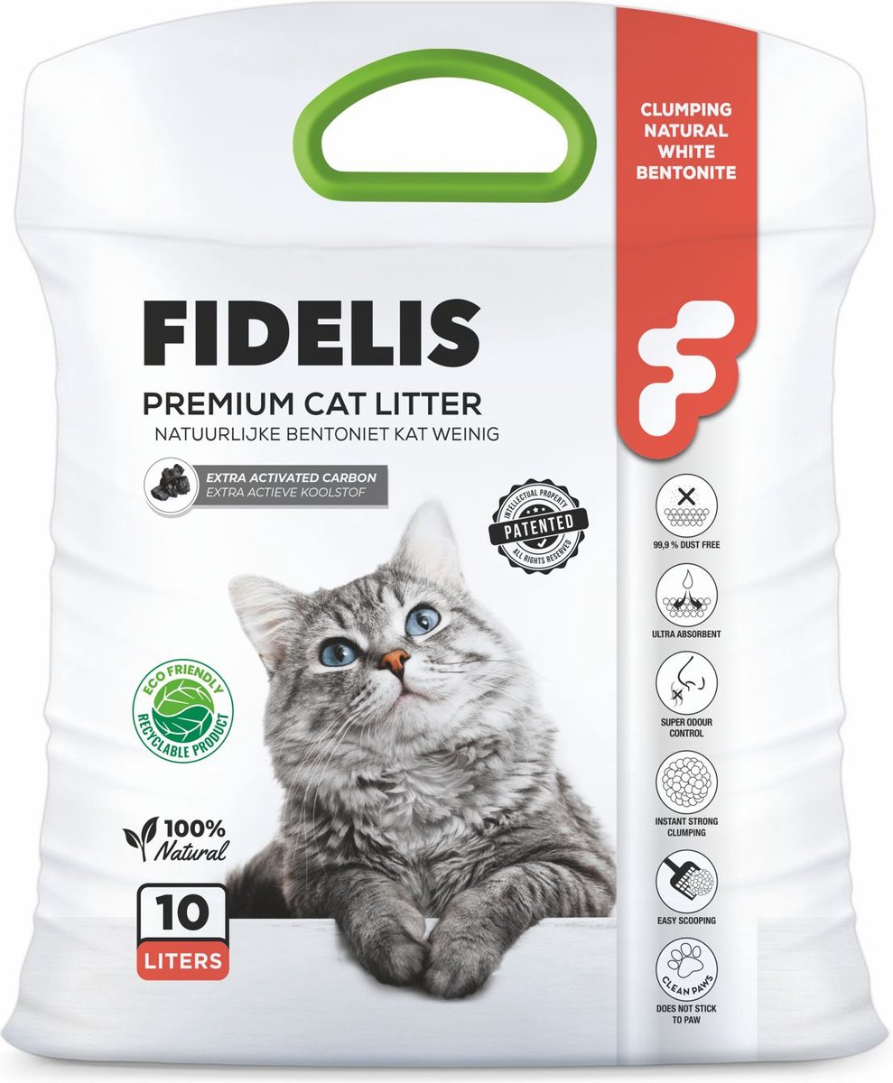 Fidelis Premium Kattenbakvulling 10lt - Klontvormend - Extra Actieve Koolstof
