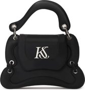 Black handbag with irregular shape