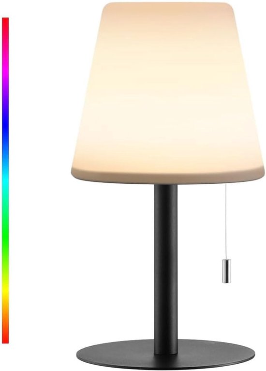 Lampe de table rechargeable Royalty Line® - Lampe de table sans fil - USB - RGB 8 modes couleurs - 30 cm - Lampe de jardin étanche IP44 - Lampe de bureau - Lampe de nuit - Lampe de lecture - Zwart