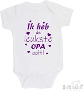 Barboteuse 100 % coton « J'ai le grand-père le plus mignon de tous les temps ! » Vaderdag Filles Katoen Wit/violet Taille 68