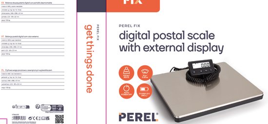 Perel Digitale postweegschaal met extern display, 100kg/10g, usb-c, energiezuinig - Perel