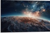Dibond - Ruimte - Planeet - Sterren - 75x50 cm Foto op Aluminium (Met Ophangsysteem)