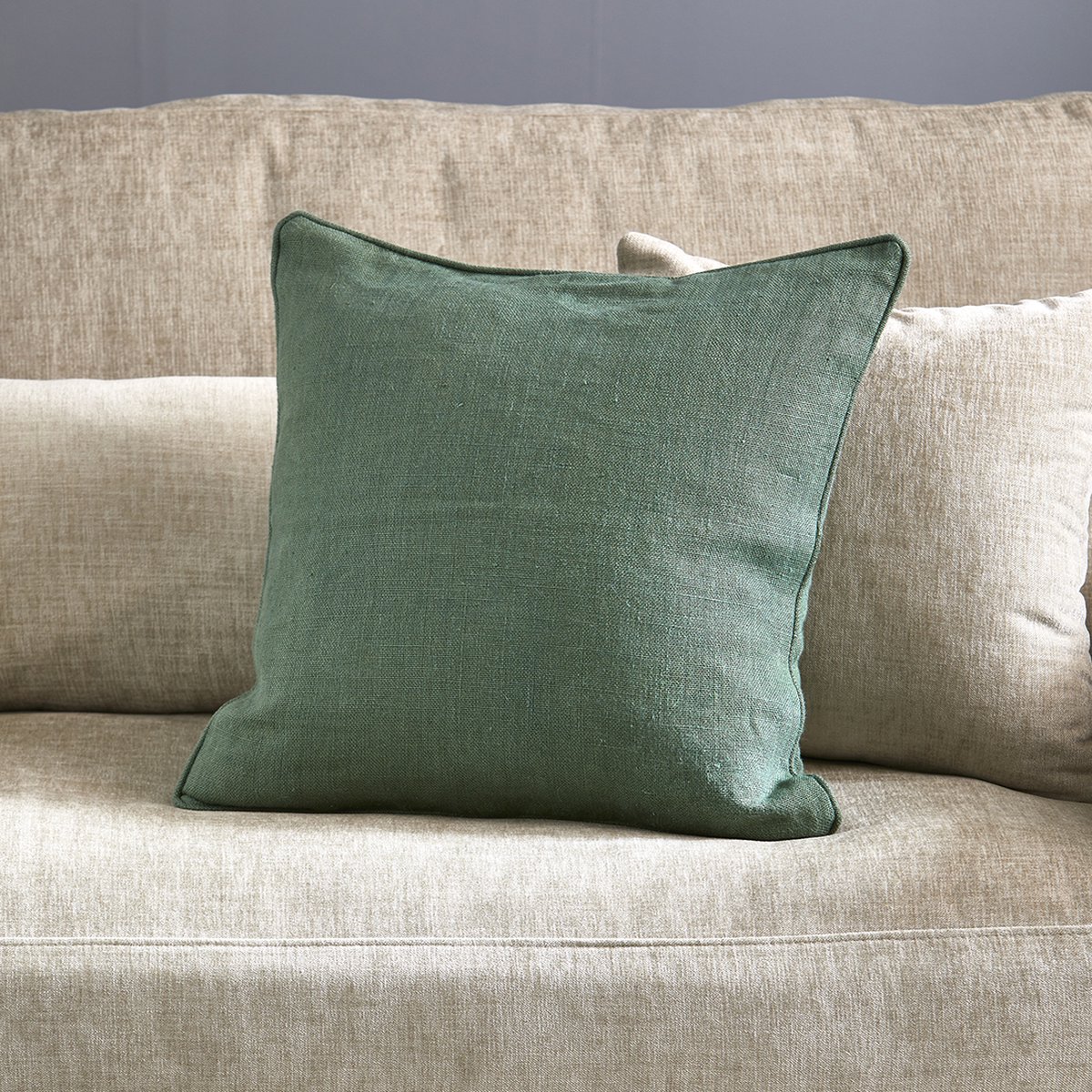 Riviera Maison Kussenhoes 50x50 Groen linnen effen kleur - Verona sierkussen vierkant