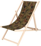 Springos Strandstoel - Verstelbaar - Beukenhout - Hangemaakt - Army