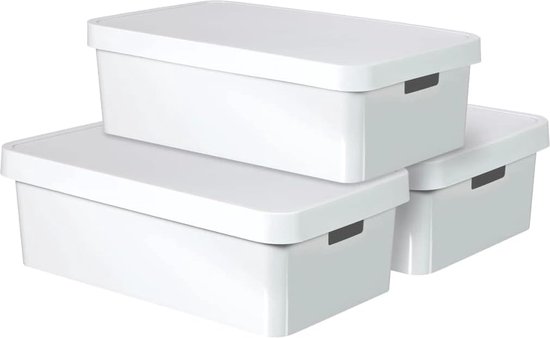 INFINITY Set van 3 Opbergdozen met Deksel 30L - 240681
