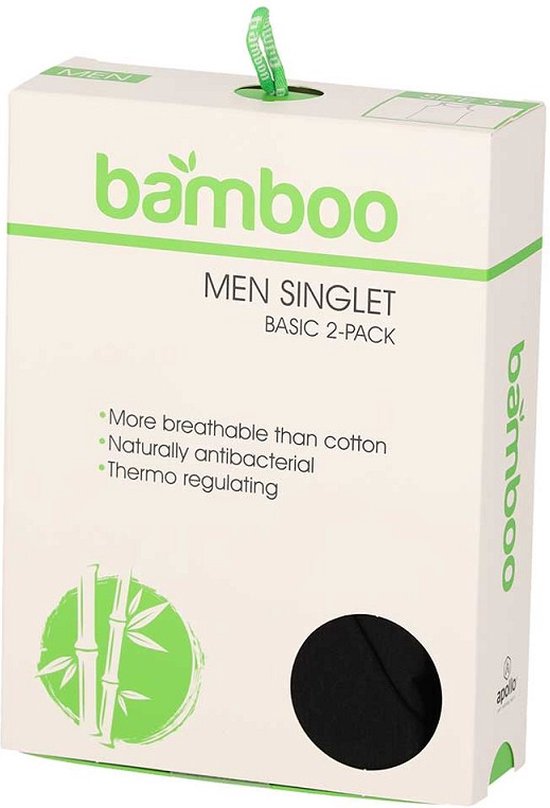 Bamboo - Hemden Heren - Onderhemd Heren - 2-pack - Zwart - M - Singlet Heren - Bamboe - Apollo — afbeelding 5