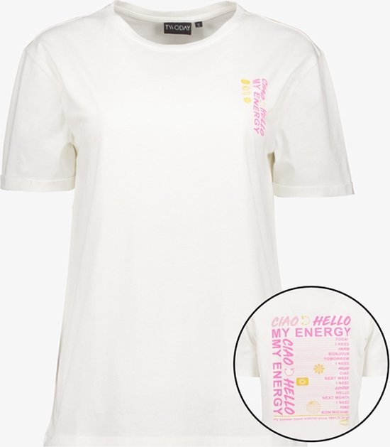 TwoDay dames T-shirt met backprint wit - Maat XXL