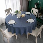 Rond tafelkleed Vlekbestendig Blauw 180cm, Waterdicht Tafelkleed Polyester Linnen Look voor Tafel, Eetkamer, Restaurantbescherming (Blauw, 180cm)