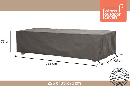Winza Outdoor Covers - Premium - beschermhoes tafel tot 220 cm - Afmeting : 225x105x75 cm - Extra geleverd met PopUp voor optimale waterafloop